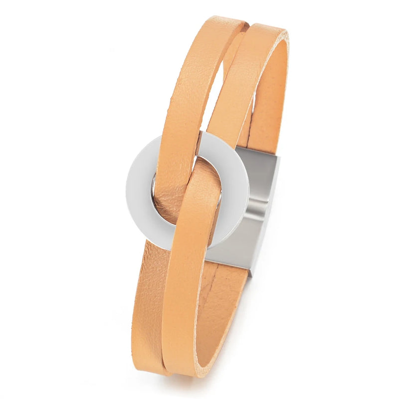 Date Name Logo Circle Bracelets for Women Men
