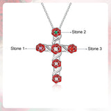 Personalized Rose Flower & Cross Name Necklace with Birthstone