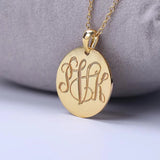 Custom Logo Engraved Disc Necklace - Personalized Pendant Choker