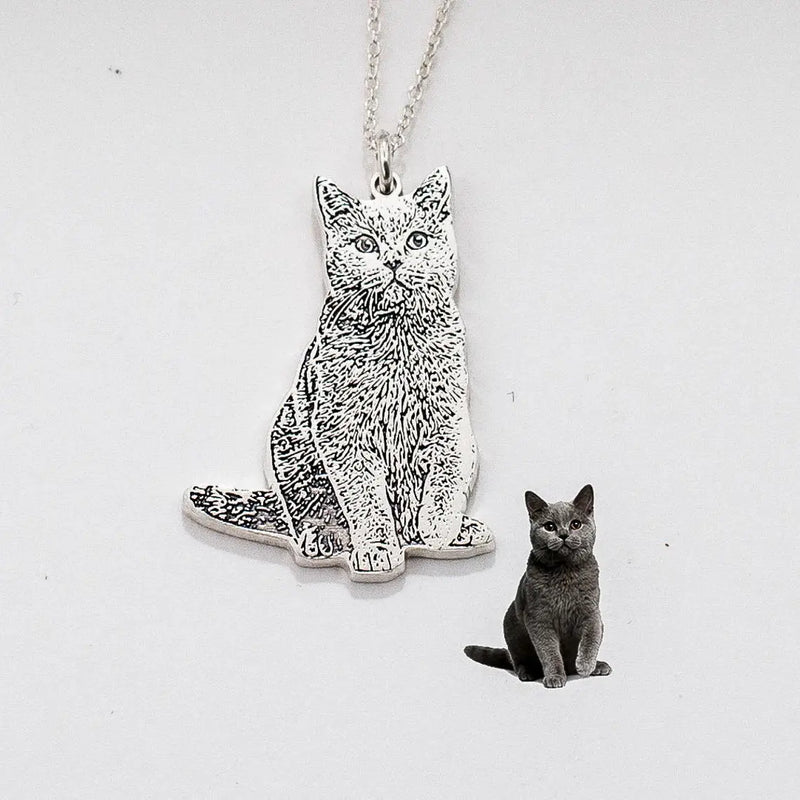 Personalized Pet Portrait Necklace Stainless Steel Pet Memorial Jewelry