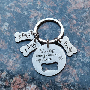 Personalized Dog Name Charm Keychain, Bone Keyring