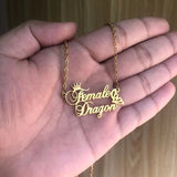 Double Layer Name Necklace Butterfly Crown Stainless Steel
