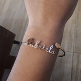 Personalized Double Nameplate Bracelet Cuff Bangle - Birthday Gift