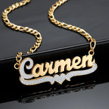 Two Tone Heart Nameplate Personalized Stainless Steel Necklace
