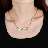 Two Tone Heart Nameplate Personalized Stainless Steel Necklace