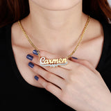 Two Tone Heart Nameplate Personalized Stainless Steel Necklace
