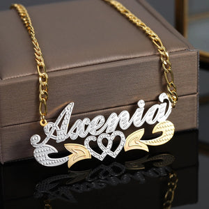 Two Tone Name Necklace For Women Personalized Double Plated Name Pendant
