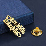 Double Name Brooch Stainless Steel Letter Badges with Safety Pin