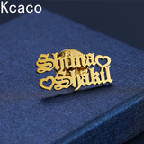 Double Name Brooch Stainless Steel Letter Badges with Safety Pin