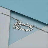 Double Name Heart Necklace Women Stainless Steel Personalized Name Necklaces