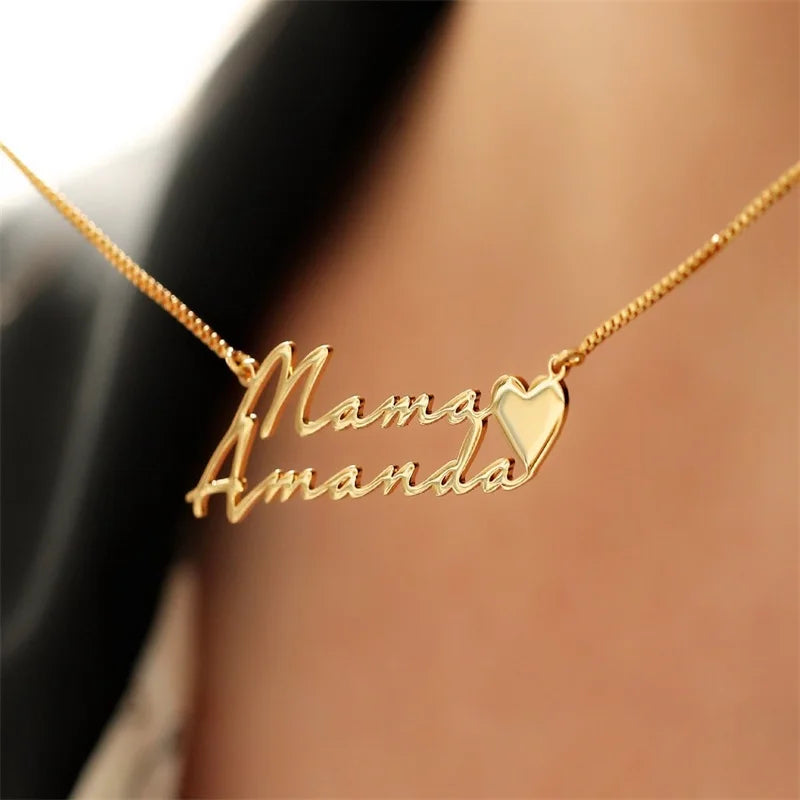 Personalized Double Name Heart Necklace for Women