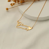 Personalized Double Name Heart Necklace for Women