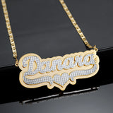 Personalized Double Layer Name Necklace 18K Plated Choker Women Nameplate