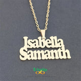 Double Names Pendant Necklace Stainless Steel Nameplate Link Chain