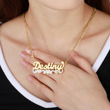 Two Tone Heart Name Necklace Personalized Stainless Steel Charm Jewelry