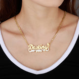 Two Tone Heart Name Necklace Personalized Stainless Steel Charm Jewelry