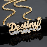 Two Tone Heart Name Necklace Personalized Stainless Steel Charm Jewelry