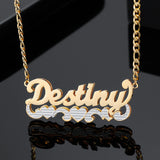 Two Tone Heart Name Necklace Personalized Stainless Steel Charm Jewelry