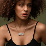 Double Plated Name Necklace Custom Pendant Stainless Steel Hip-hop Jewelry
