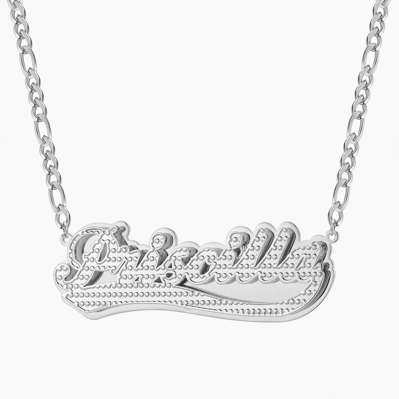 Double Plated Varsity Name Necklace Personalized Stainless Steel Name Plate