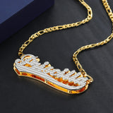 Double Plated Varsity Name Necklace Personalized Stainless Steel Name Plate