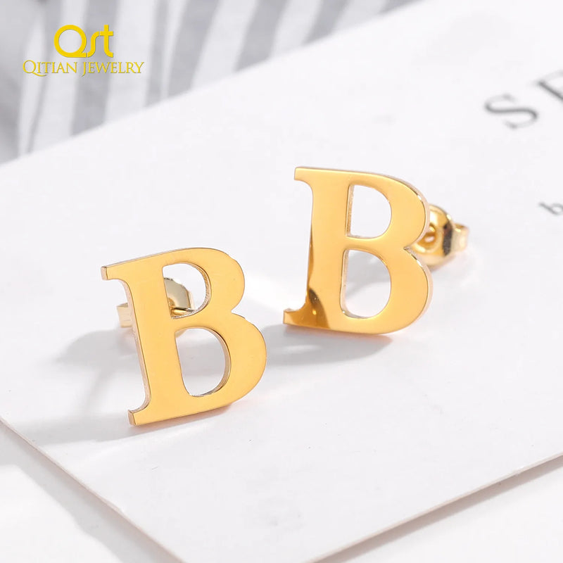 A-Z Letter Stud Earring Stainless Steel Alphabet Earrings Personalized Jewelry