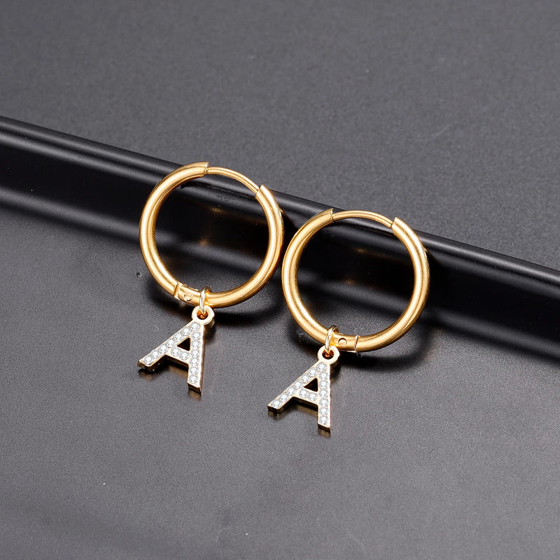 Custom Initial Earrings Stainless Steel Personalized Jewelry