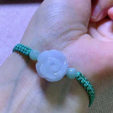 Emerald Rose Flower Beads Bracelet Hand Knitting Bangle DIY Woman Amulet