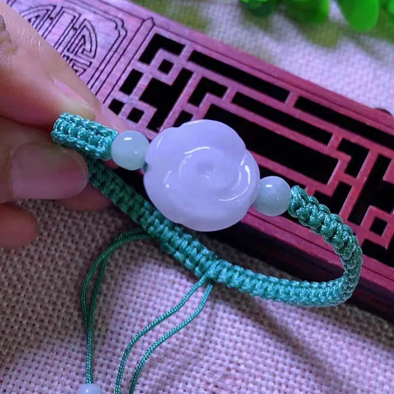 Emerald Rose Flower Beads Bracelet Hand Knitting Bangle DIY Woman Amulet