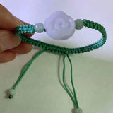 Emerald Rose Flower Beads Bracelet Hand Knitting Bangle DIY Woman Amulet