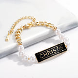 Personalized Enamel Name Bracelet for Women, Mother's Gift