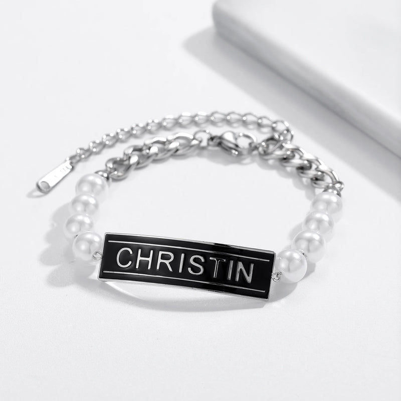 Personalized Enamel Name Bracelet for Women, Mother's Gift