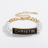 Personalized Enamel Name Bracelet for Women, Mother's Gift