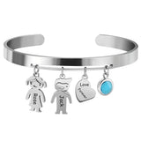 Personalized Name Bracelets for Women Children Charms Stainless Steel Cuff