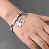Personalized Name Bracelets for Women Children Charms Stainless Steel Cuff