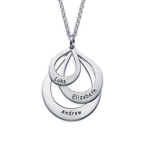 Water Drop Pendant Necklace Stainless Steel Personalized Family Gift
