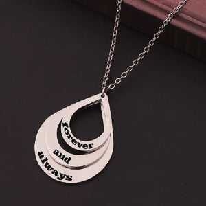 Water Drop Pendant Necklace Stainless Steel Personalized Family Gift