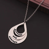 Water Drop Pendant Necklace Stainless Steel Personalized Family Gift