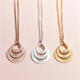Water Drop Pendant Necklace Stainless Steel Personalized Family Gift