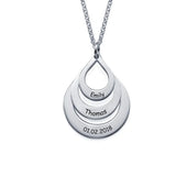 Water Drop Pendant Necklace Stainless Steel Personalized Family Gift
