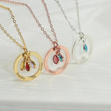 Personalized Women Necklace Stainless Steel Birthstone Pendant