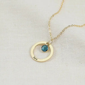 Personalized Women Necklace Stainless Steel Birthstone Pendant