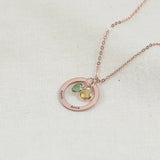 Personalized Women Necklace Stainless Steel Birthstone Pendant