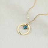 Personalized Women Necklace Stainless Steel Birthstone Pendant