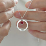 Personalized Women Necklace Stainless Steel Birthstone Pendant