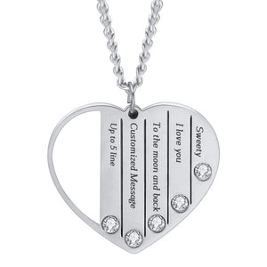 Personalized Family Heart Pendant Necklace Stainless Steel Choker