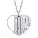 Personalized Family Heart Pendant Necklace Stainless Steel Choker