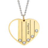 Personalized Family Heart Pendant Necklace Stainless Steel Choker