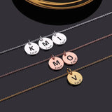 Personalized Engraved Date Letters Women Necklace Round Pendant