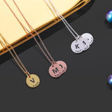 Personalized Engraved Date Letters Women Necklace Round Pendant